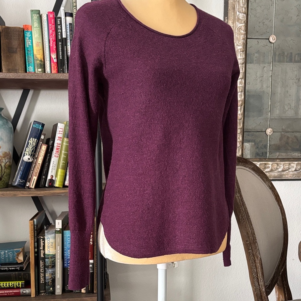 Tahari Rich Plum Crew Neck Sweater